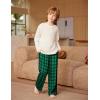 Arshiner Boys Pajama Pants Long Plaid PJ Bottoms Boys Sleepwear Lounge Pants with Pockets 6-14 Years(Green Plaid)