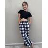 Arshiner Boys Pajama Pants Long Sleep Plaid Pants Soft Lounge Pj Bottoms with Pockets(Black White Plaid)