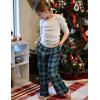 Arshiner Boys Pajama Pants Long Sleep Plaid Pants Soft Lounge Pj Bottoms with Pockets(Blue Black Plaid)