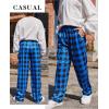 Arshiner Boys Pajama Pants Long Sleep Plaid Pants Soft Lounge Pj Bottoms with Pockets(Blue Plaid)