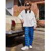 Arshiner Boys Pajama Pants Long Sleep Plaid Pants Soft Lounge Pj Bottoms with Pockets(Blue Plaid)