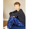 Arshiner Boys Pajama Pants Long Sleep Plaid Pants Soft Lounge Pj Bottoms with Pockets(Dark Blue Stars Moon)