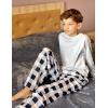 Arshiner Boys Pajama Pants Long Sleep Plaid Pants Soft Lounge Pj Bottoms with Pockets(Dark Blue White Plaid)
