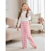 Arshiner Boys Pajama Pants Long Sleep Plaid Pants Soft Lounge Pj Bottoms with Pockets(Pink Plaid)