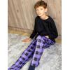Arshiner Boys Pajama Pants Long Sleep Plaid Pants Soft Lounge Pj Bottoms with Pockets(Purple Plaid)