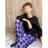 Arshiner Boys Pajama Pants Long Sleep Plaid Pants Soft Lounge Pj Bottoms with Pockets(Purple Plaid)
