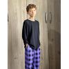 Arshiner Boys Pajama Pants Long Sleep Plaid Pants Soft Lounge Pj Bottoms with Pockets(Purple Plaid)