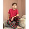 Arshiner Boys Pajama Pants Long Sleep Plaid Pants Soft Lounge Pj Bottoms with Pockets(Red Green Plaid)