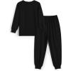 Arshiner Boys Pajamas Long Sleeve Henley Top and Pants Boys 2 Piece Pajama Set Sleepwear for 6-14 Years(Black)