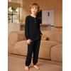 Arshiner Boys Pajamas Long Sleeve Henley Top and Pants Boys 2 Piece Pajama Set Sleepwear for 6-14 Years(Black)