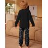 Arshiner Boys Pajamas Long Sleeve Henley Top and Pants Boys 2 Piece Pajama Set Sleepwear for 6-14 Years(Black Moon)