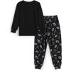 Arshiner Boys Pajamas Long Sleeve Henley Top and Pants Boys 2 Piece Pajama Set Sleepwear for 6-14 Years(Black Moon)