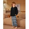 Arshiner Boys Pajamas Long Sleeve Henley Top and Pants Boys 2 Piece Pajama Set Sleepwear for 6-14 Years(Black Plaid)