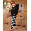 Arshiner Boys Pajamas Long Sleeve Henley Top and Pants Boys 2 Piece Pajama Set Sleepwear for 6-14 Years(Black Plaid)