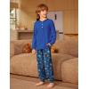 Arshiner Boys Pajamas Long Sleeve Henley Top and Pants Boys 2 Piece Pajama Set Sleepwear for 6-14 Years(Blue)
