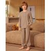 Arshiner Boys Pajamas Long Sleeve Henley Top and Pants Boys 2 Piece Pajama Set Sleepwear for 6-14 Years(Khaki)