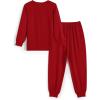Arshiner Boys Pajamas Long Sleeve Henley Top and Pants Boys 2 Piece Pajama Set Sleepwear for 6-14 Years(Red)