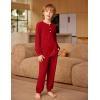 Arshiner Boys Pajamas Long Sleeve Henley Top and Pants Boys 2 Piece Pajama Set Sleepwear for 6-14 Years(Red)