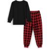 Arshiner Boys Pajamas Long Sleeve Henley Top and Pants Boys 2 Piece Pajama Set Sleepwear for 6-14 Years(Red Plaid)