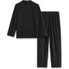 Arshiner Boys Pajamas Set Long Sleeve Button-Down Sleepwear 2 Piece Pjs Set for Boys 5-13 Years(Black)