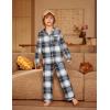 Arshiner Boys Pajamas Set Long Sleeve Button-Down Sleepwear 2 Piece Pjs Set for Boys 5-13 Years(Black Plaid)