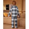 Arshiner Boys Pajamas Set Long Sleeve Button-Down Sleepwear 2 Piece Pjs Set for Boys 5-13 Years(Black Plaid)