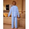 Arshiner Boys Pajamas Set Long Sleeve Button-Down Sleepwear 2 Piece Pjs Set for Boys 5-13 Years(Blue Plaid)