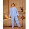 Arshiner Boys Pajamas Set Long Sleeve Button-Down Sleepwear 2 Piece Pjs Set for Boys 5-13 Years(Blue Plaid)