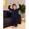 Arshiner Boys Pajamas Set Long Sleeve Button-Down Sleepwear 2 Piece Pjs Set for Boys 5-13 Years(Navy Blue)