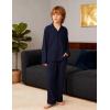 Arshiner Boys Pajamas Set Long Sleeve Button-Down Sleepwear 2 Piece Pjs Set for Boys 5-13 Years(Navy Blue)