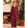 Arshiner Boys Pajamas Set Long Sleeve Button-Down Sleepwear 2 Piece Pjs Set for Boys 5-13 Years(Red Plaid)