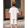 Arshiner Boys Solid Round Neck Tee & Track Shorts Set with Chain Necklace White Size 12