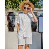 Arshiner Boys Summer Beach Outfits Short Sleeve White Shirt and Shorts Vacation Texture Sets 7-8 Years