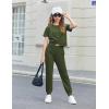 Arshiner Cute Outfits for Girls 2 Pieces Tracksuits Jogger Suits Sweatsuits Set Army Green 12-13 Years Old