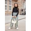Arshiner Girls 2 Pack Turtleneck Long Sleeve Shirts Ribbed Base Layer Top Slim Fit Pullover Blouse Tee(Black/Green)