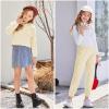 Arshiner Girls 2 Piece Outfit Waffle Knit Pullover Hooded Sweatshirt and Sweatpants Clothing Sets Long Sleeve Tracksuits(Beige)
