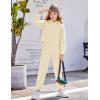 Arshiner Girls 2 Piece Outfit Waffle Knit Pullover Hooded Sweatshirt and Sweatpants Clothing Sets Long Sleeve Tracksuits(Beige)
