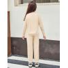 Arshiner Girls 2 Piece Outfits Fall Clothes Long Sleeve Pullover Sweatshirt and Sweatpants with Pockets Kids Clothing(Beige)