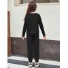Arshiner Girls 2 Piece Outfits Fall Clothes Long Sleeve Pullover Sweatshirt and Sweatpants with Pockets Kids Clothing(Black)