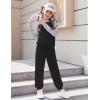 Arshiner Girls 2 Piece Outfits Fall Clothes Long Sleeve Pullover Sweatshirt and Sweatpants with Pockets Kids Clothing(Black&grey)