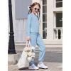 Arshiner Girls 2 Piece Outfits Fall Clothes Long Sleeve Pullover Sweatshirt and Sweatpants with Pockets Kids Clothing(Blue)