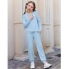 Arshiner Girls 2 Piece Outfits Fall Clothes Long Sleeve Pullover Sweatshirt and Sweatpants with Pockets Kids Clothing(Blue)