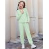 Arshiner Girls 2 Piece Outfits Fall Clothes Long Sleeve Pullover Sweatshirt and Sweatpants with Pockets Kids Clothing(Light Green)