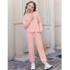 Arshiner Girls 2 Piece Outfits Fall Clothes Long Sleeve Pullover Sweatshirt and Sweatpants with Pockets Kids Clothing(Light Pink)