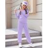 Arshiner Girls 2 Piece Outfits Fall Clothes Long Sleeve Pullover Sweatshirt and Sweatpants with Pockets Kids Clothing(Purple)