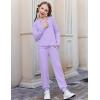 Arshiner Girls 2 Piece Outfits Fall Clothes Long Sleeve Pullover Sweatshirt and Sweatpants with Pockets Kids Clothing(Purple)