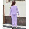 Arshiner Girls 2 Piece Outfits Fall Clothes Long Sleeve Pullover Sweatshirt and Sweatpants with Pockets Kids Clothing(Purple)