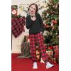 Arshiner Girls 2 Piece Outfits Fall Clothes Long Sleeve Pullover Sweatshirt and Sweatpants with Pockets Kids Clothing(Red Plaid)