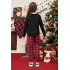 Arshiner Girls 2 Piece Outfits Fall Clothes Long Sleeve Pullover Sweatshirt and Sweatpants with Pockets Kids Clothing(Red Plaid)