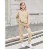 Arshiner Girls 2 Piece Outfits Fashion Sweatsuits Button Down Hooded Sweatshirt and Sweatpants with Pockets Kids Tracksuit(Beige)